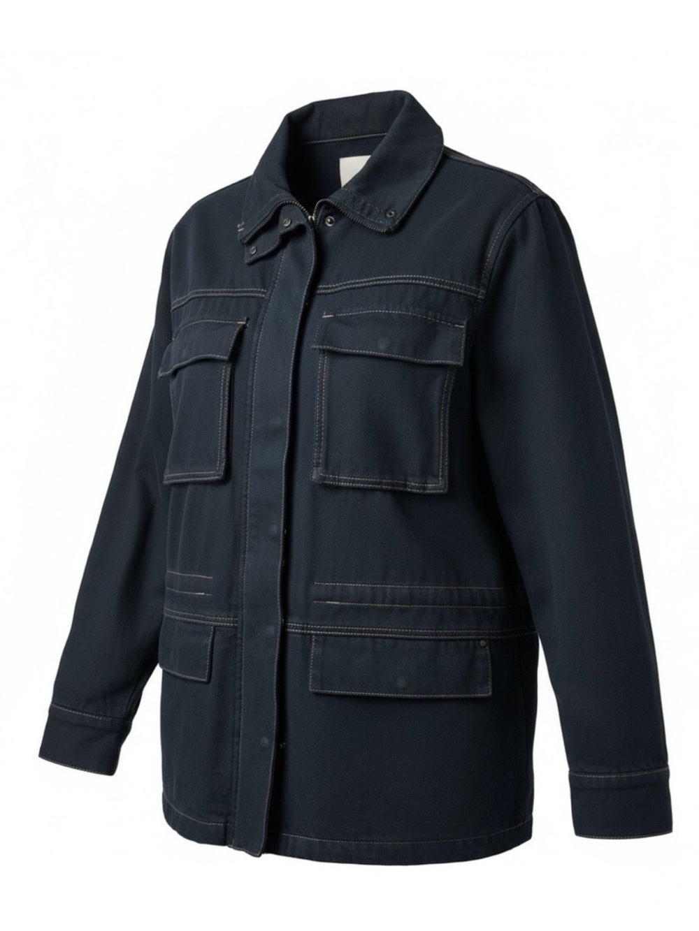 Zara Dark Navy Utility Jacket with Flap Pockets